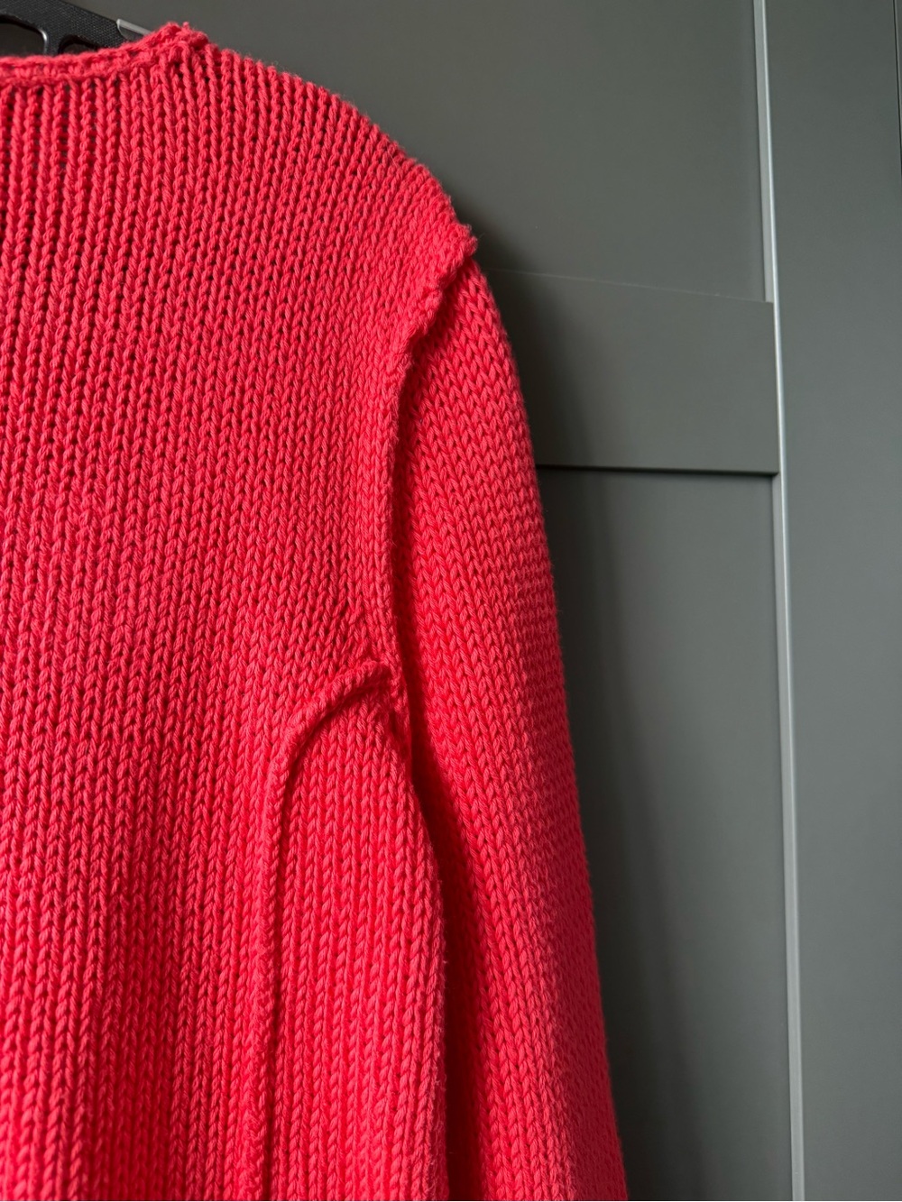 Pure Handknit brand Bright coral Chunky 100% cott Knit Sweater. L 12/14 Canada - Picture 15 of 15